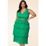 Stacked Layer Belted Ruffle Dress