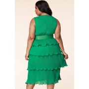 Stacked Layer Belted Ruffle Dress