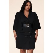 Black Shoulder Cap Suit Dress