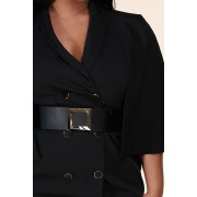 Black Shoulder Cap Suit Dress