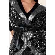 Deep V Sequin Mini Dress