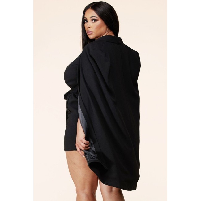 Black Shoulder Cap Mini Dress