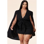 Black Shoulder Cap Mini Dress