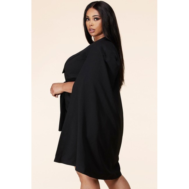 Black Shoulder Cap Mini Dress