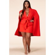 Red Shoulder Cap Mini Dress