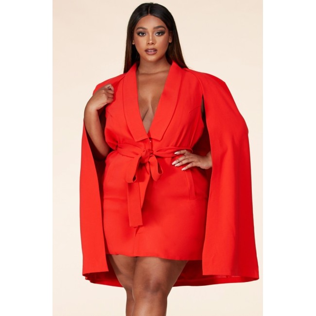 Red Shoulder Cap Mini Dress