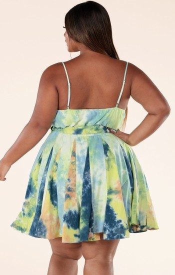 Teal Deep Cut A-Line Dress