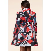 Abstract Belted A-Line Dress