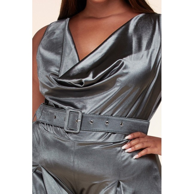 Gray Cow Neck Palazzo Jumpsuit