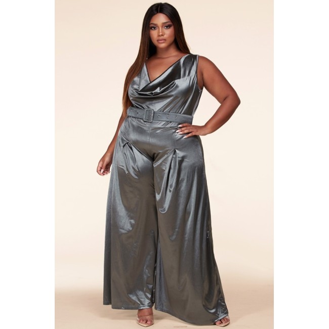 Gray Cow Neck Palazzo Jumpsuit