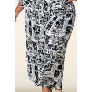 Belted Newspaper Palazzo Jumpsuit