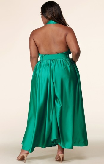 Green Neck Wrapped Palazzo Jumpsuit