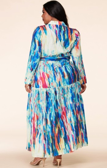 Abstract Stroke Maxi Dress