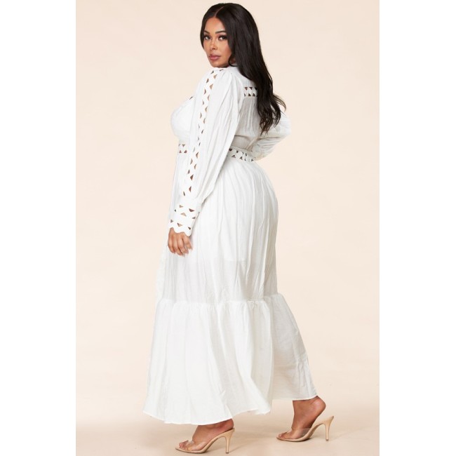 White Diamond Cut Maxi Dress