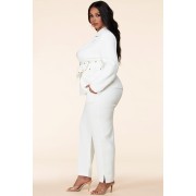 White Belted Deep V Suite