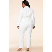 White Belted Deep V Suite