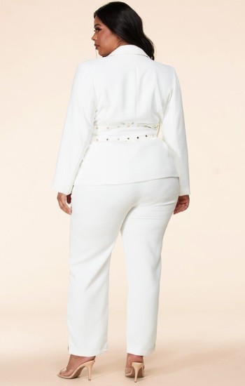 White Belted Deep V Suite