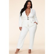 White Belted Deep V Suite