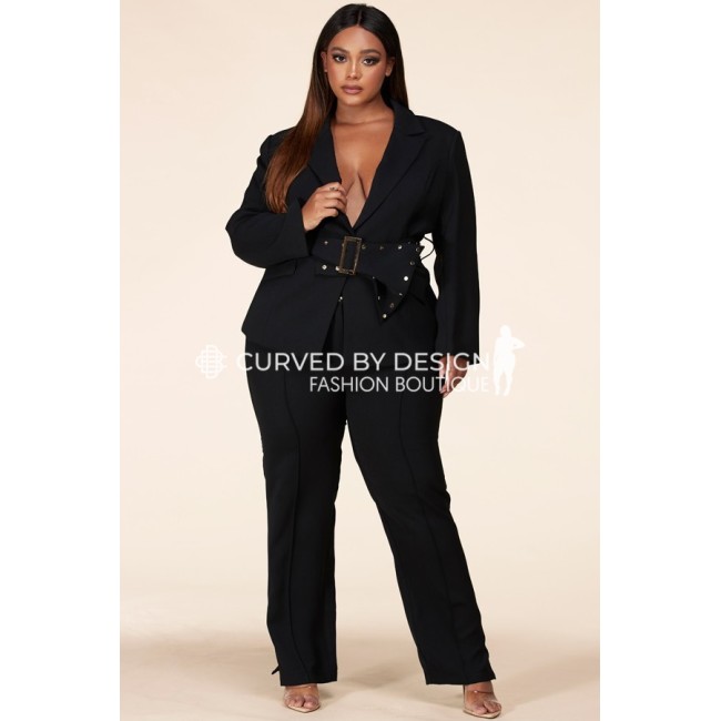 Black Belted Deep V Suite