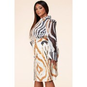 2 Piece Belted Zebra Skirt Set