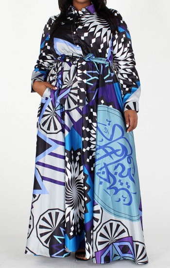 Blue Button Front Maxi