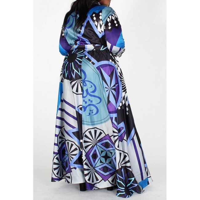 Blue Button Front Maxi