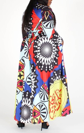 Multi-Color Printed Maxi Dress