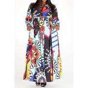 Multi-Color Printed Maxi Dress