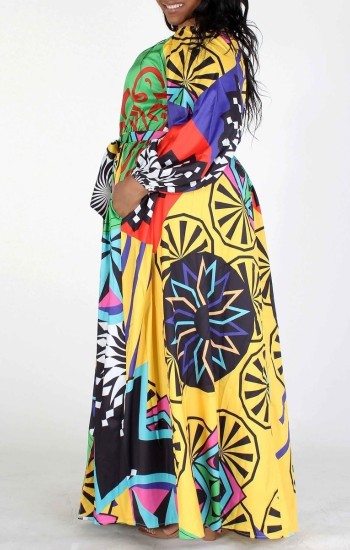 Lime Green Printed Maxi Dress